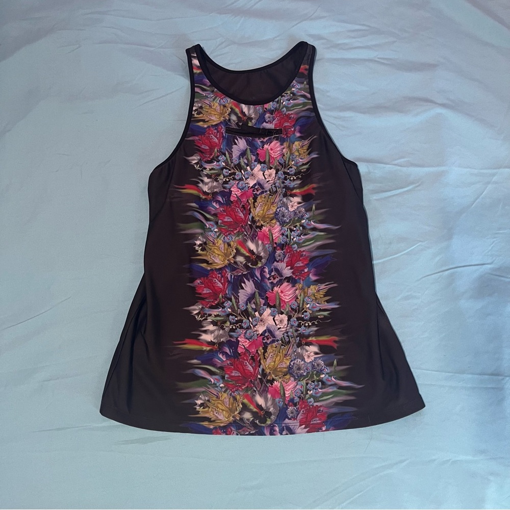 CYNTHIA ROWLEY Floral Print Women's Tank Top SIZE SMALL Activewear zip fashion